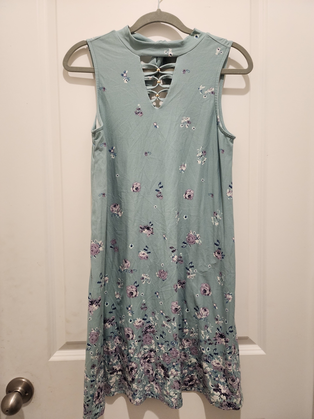 No Boundaries Mint Floral Strapless- Dress with Lace-Up Front Size Medium